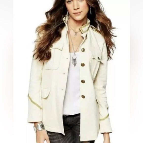 Denim & Supply Ralph Lauren Vintage Cream Gold Utility Jacket Women’s Medium - Picture 1 of 6